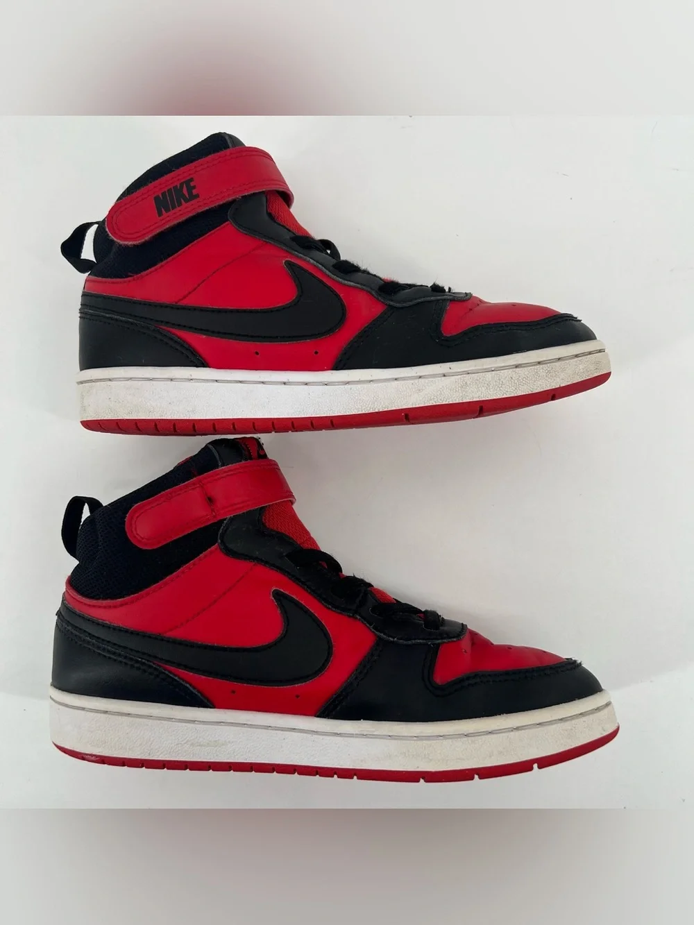 Nike Court Borough Mid 2 Sneakers Youth Sz 3Y Black Red Leather Shoes CD7783-003